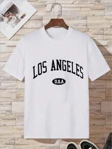 Camiseta con estampado de letra de cuello redondo - Blanco - Ver 2