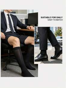 5/10 Paar Herren einfarbige dünne atmungsaktive Casual Lange Socken, weicher Stoff bequeme Herrensocken - Verschiedenfarbig - Übersicht 6
