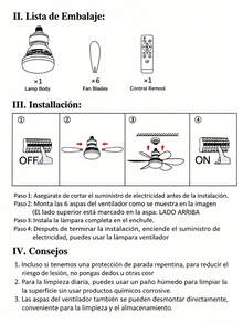Ventilador de Techo con Luz LED 30W, Control Remoto, Base E27, 6 Aspas, 3 Velocidades, Temporizador, Silencioso y Ahorro de Energía, Ideal para Recámara, Sala y Oficina - Multicolor - Ver 10