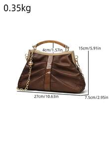 Retro Minimalist Printed Crossbody Bag With Adjustable PU Strap, Flap Closure, New Year - Clear - View 3