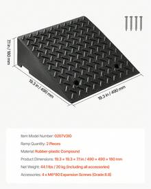VEVOR Driveway Curb Ramp, 3.175 Tons Load Capacity, 17.8 Cm Rise Height Heavy Duty Curbside Bridge Ramp With Drainage Tank For Wheelchairs, Strollers, Motorcycles, Cars, Lawn Mowers & Trailers, 2 Pack - 3.175 Tons - 查看 12