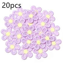 20pcs/Pack Dual-Color 5-Petal Flower Fabric Patch 2.7cm Colorful Grid Embroidery Applique For Clothing, Shoes, Hats, Hair Accessories, Hair Clips, Fabric Craft DIY Decoration - Five-petal Flower Appliqué - View 12