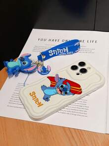 Disney Has Authorized, Phone Case - Chain Set, The Stitch Lilo & Stitch Phone Case Plus A Silicone 3D Or Fluffy Style Stitch Bracelet With Metallic Ring Removable Bracelet, Stitch And Angel Pattern, Compatible With Iphone 17/16/15/14/13/12/11/XS/XR/X Plus Pro Max, Wavy Design Phone Case For Girl, A Stylish Cartoon Summer Phone Case, The Perfect Gift Choice, Phone Protection, Durable Phone Cover, Great Gift For Friends And Family - Màu trắng kiểu A - Xem 5