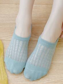 5 Pasang Kaos Kaki Wanita Silikon Anti Selip Tak Terlihat, Kaos Kaki Jala Warna Polos Pendek Tipis Bernapas Lembut Tak Terlihat untuk Musim Panas (Tanpa Karton) - MultiWarna - View 4