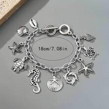 Vintage Ocean Style Multi-Pendant Necklace, Niche Design, Versatile For Vacation - Silver - View 3
