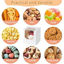20 hộp đựng bánh cupcake, hộp tự nở, hộp màu trắng đã được lắp ráp sẵn với cửa sổ và khay lót, thích hợp cho sinh nhật, đám cưới. - Xem 4