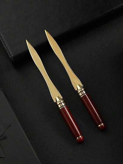 1pc Exquisite Creative Office Gift Letter Opener, Wooden Rosewood Envelope Cutter