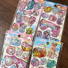 1pc Cartoon Retro Rabbit, Cute Girl, Shiny Sequin Stickers, Children Art & Craft Stickers Seal, Candy Drip Stickers, 3D Reusable Stickers For DIY Decoration, Interactive Stickers, Daily Decoration, Party Decoration, Children Sticker Games, Reward Stickers, Planner, Pencil Box, Envelope, Gift Box, Photo Frame - Multicolor - View 3