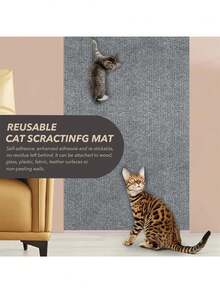 300 * 40cm Gray Cat Scratch Board, Self-Adhesive Anti-Scratch Mat, Durable DIY Furniture Protector Suitable For Cat Trees, Sofas, Walls And Doors To Prevent Scratching - 300*40cm - View 5