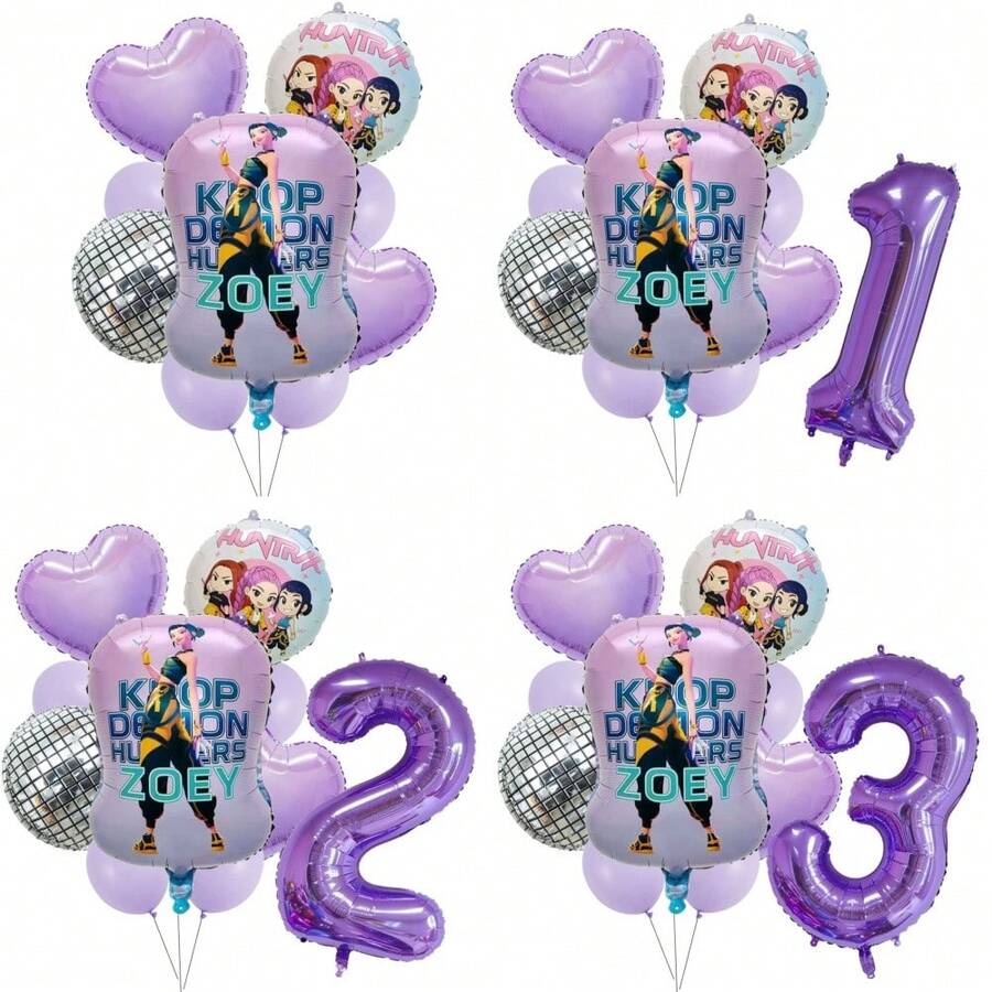 音乐迪斯科酷女孩儿童生日派对花束,乳胶装饰气球,数字气球,婴儿派对用品,礼物,玩具 - 套裝氣球 - 查看 1