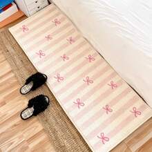 1 pezzo Esclusivo tappeto personalizzato con stampa floreale in finta cashmere, materiale morbido e vellutato, tappeto a righe con fiocco, stile fresco e femminile, adatto per soggiorno, camera da letto, ingresso, cucina, bagno, sala giochi, studio - Multicolore - Visualizzare 11