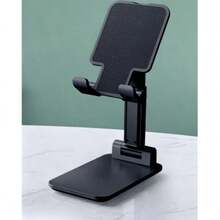 1 pieza Soporte plegable y ajustable para teléfono, soporte universal de escritorio para teléfono, compatible con tabletas y teléfonos inteligentes, soporte ajustable y portátil para teléfono de escritorio/oficina/dormitorio - Negro - Ver 1