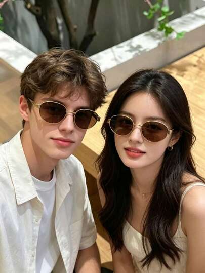 1/2/3 Pairs Oval Frame Fashionable Sunglasses, Ideal For Teenagers, Travel, Outdoor, Beach Wear, And Gift Giving