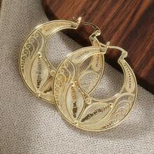 Lightweight Luxurious Hollow Hoop Earrings With Golden Thread, Versatile Earrings Suitable For Women's Festive Occasions And Banquets - Yellow - View 2