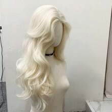[ PLatinum ]High Temperature Fibre Wig With High Skull Top Layering, White Gold Wavy Wig, Women's Full Cover - PLatinum - View 4