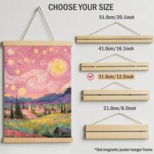 1pc Pink Starry Night Sky Artwork, Pastel Sunset Oil Painting Canvas Print | Modern Impressionist Art Decor Suitable For Girl's Bedroom, Dorm, Living Room Or Office, Impressionist Landscape Poster, Gift For Art Lover, Framed Or Unframed - Pattern - View 17