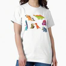 Women's Summer Casual Sporty Loose Fit-Shirt,BOOK DINOSAURS,Quick Dry Soft Cotton Blend Top, Great Outdoor & Daily Casual Wear - 白色 - 查看 1