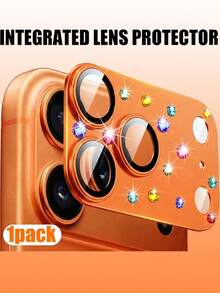 Conjunto de 1 peça - (Lente de imitação de strass) Protetor de lente de strass estilo armadura atualizado, compatível com iPhone 17 Pro Max/17 Pro. Feito de metal, resistente a riscos e ao desgaste, fácil de instalar (disponível em laranja/prata/preto/azul escuro), compatível com capas de telemóvel, sendo um presente ideal para amigos e família. - Multicolorido - Ver 12