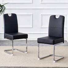 A Set Of Two Thickened Dining Chairs With Integrated Spring Packaging And Ergonomic Design - A Perfect Blend Of Comfort And Elegance. - Black - View 4