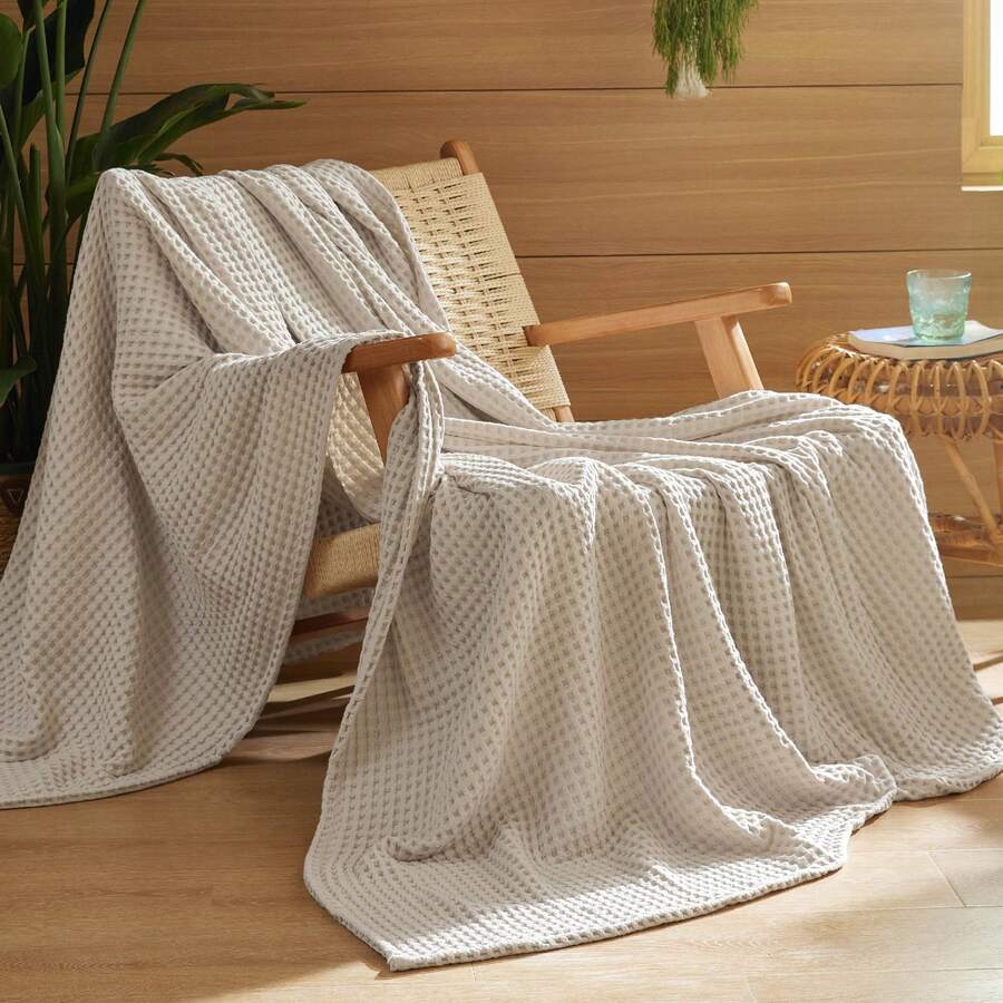 Bedsure Summer Vacation Bedding Set (Holiday Essentials), 100% Cotton Blanket, Ultra Soft Waffle Weave Blanket For Bed, Thin Lightweight Breathable Bedding Gifts, Twin XL Blanket, Soft Bedding Set Gift For Graduation/Vacation/Birthday Decoration/Back To School, For Room Decor, Home Decor, Bedroom Decor, Dorm Decor, Father's Day Gift - Màu sắc thực sự của cây gai dầu - Xem 1
