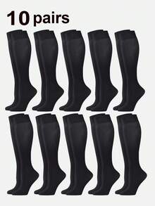 5/10 Paar Herren einfarbige dünne atmungsaktive Casual Lange Socken, weicher Stoff bequeme Herrensocken - Verschiedenfarbig - Übersicht 7