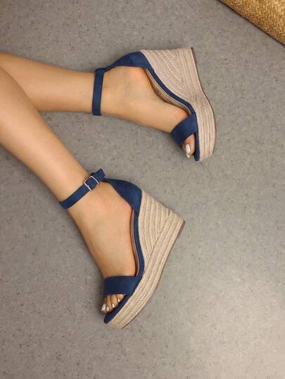 Women's 3.6-Inch Platform Espadrilles Wedge Sandals Open Toe Comfortable Adjustable Ankle Strap Suitable For Vocation Walking Beach Dressy Summer Shoes