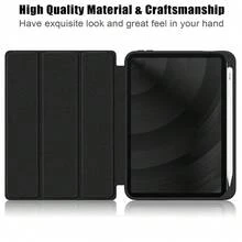 三折平板电脑保护套，兼容 11 (A16)、第十代 iPad Pro、iPad Air 4、iPad Air 5 和 Tab M11，内置笔槽和智能睡眠/唤醒功能。 - 黑色 - 查看 8