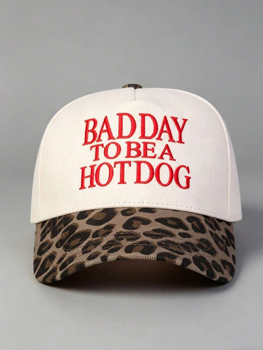 1件女款時尚「Bad Day To Be A Hotdog」棒球帽，透氣可調節遮陽帽，適合戶外活動與旅行