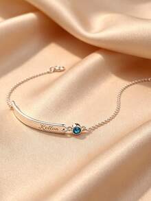 1pc Minimalist Nameplate, Compatible With Stainless Steel Bracelet, Small Combination Chain, 18k Gold Plated Stainless Steel Necklace, Comes With Exquisite High-End Gift Box, Suitable As Daily Gift, Holiday Gift - - Multicolor - View 8