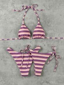 Hàng mới về mùa Xuân/Hè, thời trang Âu Mỹ, gợi cảm, thanh lịch, họa tiết chấm bi, bikini 3 mảnh dành cho nữ, thích hợp đi biển, nghỉ mát, hẹn hò. - Nhiều màu - Xem 2