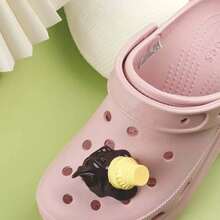 Oversized Interesting "Overflowing Ice Cream Cone" Shoe Charm, "Dropped Ice Cream" Decorative Crocodile Shoe Buckle, Suitable For DIY Shoe Decoration On Garden Shoes, Clogs, Sandals, Slippers, Cute 3D Shoe Flower For Spring/Summer, Summer Beach Party Gift, Gift For Women, Graduation Gift, Travel Accessory, Holiday Essential, Holiday Accessory, Birthday Gift - Chocolate Brown - View 3
