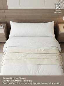 1 Set Couple Pillowcase, 3-Layer Protective Quilted Waterproof Pillow Protector, Anti-Saliva, Anti-Oil Stain & Anti-Dust, Extends Pillow Life, Suitable For Pet Owners, Washable & Reusable, Machine Washable, Soft & Breathable, Bedding Accessories For Home, Hotel, Dorm - White - View 2