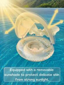 1 pieza Anillo inflable de natación con forma de mariposa transparente y sombrilla desmontable. Es tanto un asiento para la piscina como un juguete de agua para exteriores en verano. - Multicolor - Ver 7