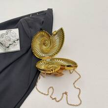 2025 goldfarbene muschelförmige Umhängetasche, abnehmbarer Trageriemen, modische Lippenstifttasche, elegante Umhängetasche, geeignet für Abendausgänge - Gold - Übersicht 3