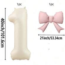 2 peças de balões de folha de número oversized de 40 polegadas em branco creme com laço rosa, adequados para decoração de festa de aniversário, celebração de aniversário, decoração de quarto, decoração de festa, decoração de casamento - Ver 9