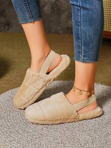 OBOVAY Unisex Simple Solid Color Slip-On Slippers, Flat Memory Foam Indoor Slippers - Anti-fall and Khaki - View 2