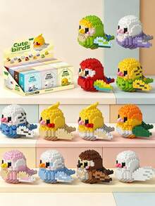 Mini Parrot Building Blocks Set, Children's Birthday Gift, Animal Assembly Model Kit, Mini Building Blocks Bird Series Toys - Multicolor - View 1