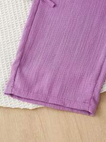 Bộ đồ đôi 2 món màu tím họa tiết thường ngày cho bé gái - Áo tank top không tay lưng họa tiết bướm + Quần ống rộng họa tiết bướm bên hông, bộ đồ mùa hè thoải mái và thoáng khí. - Màu tím - Xem 11