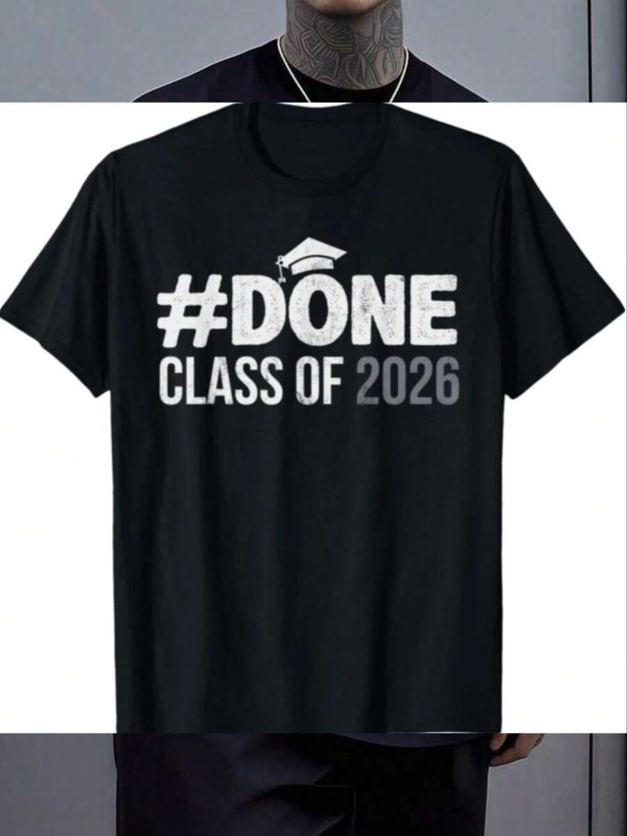 #DONE Class Of 2026 Graduate Senior 2026 Graduation Grad T-Shirt - Black - View 1