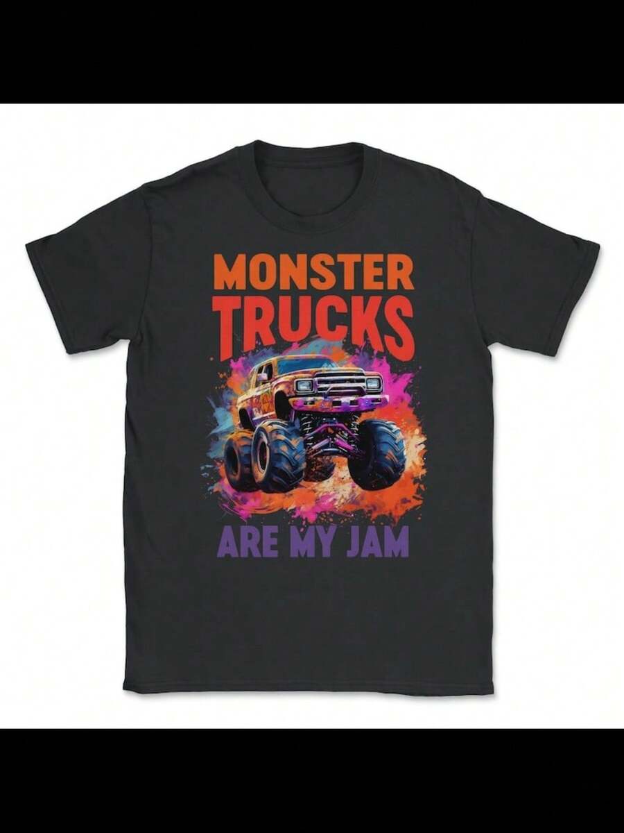 Monster Truck Big Retro Race Dad Trucker Lover Jam Vintage Unisex T-Shirt - 黑色 - 查看 1