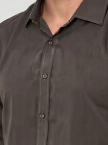 Men's Long-Sleeved Shirt, All Slim Fit Type, Luxury Premium - 深灰色 - 查看 2