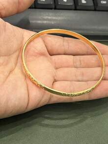 1pc 18K Gold Plated Elegant Carved Pattern Metal Bangle Bracelet, Luxury Jewelry Gift For Women, Birthday, Wedding - Multicolor - View 9