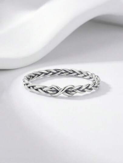 1 Pc 925 Sterling Silver Minimalist Versatile Infinity Twisted Ring For Women Everyday Wear, Party Gift, Holiday Gift, Exquisite Jewelry Gift