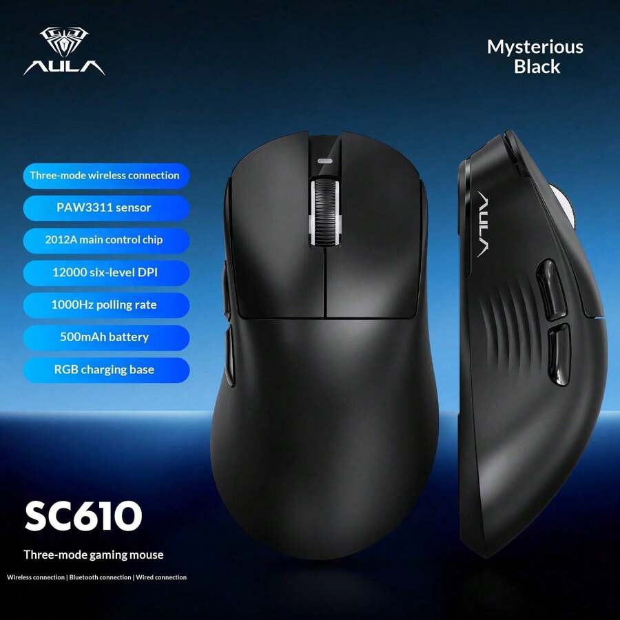AULA 狼蛛SC610滑鼠電競遊戲無線藍牙三模輕量化3395帶磁吸座充 12000dpi - 查看 1