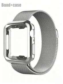 1 dây đeo Milanese bằng thép không gỉ + 1 ốp lưng TPU tương thích với dây đeo 38mm 40mm 41mm 42mm 44mm 45mm 46mm 49mm, khóa từ tính cho Series 11 10 9 8 7 6 5 4, SE 3 2 1 Ultra3 2, dành cho cả nam và nữ. - Bạc - Xem 3