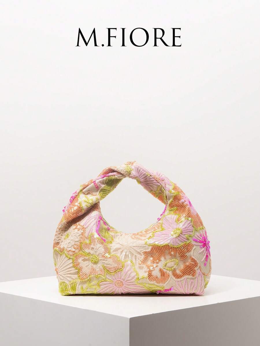 (Random Pattern) Women's Sequin Bag, Floral Pattern, Embroidered Bag, Party Dress, Ball Gown Accessory, Wedding Supplies, Elegant Ladies Wallet, Gift For Her - Multicolor - View 1