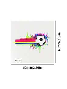 35 piezas Colección de tatuajes temporales con tema de fútbol, diseños mixtos, resistentes al agua y al sudor, patrones personalizados para fanáticos del fútbol, adecuados para eventos deportivos, fiestas, unisex - Multicolor - Ver 9