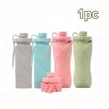 Collapsible Water Bottle, 20 Oz Foldable Silicone Travel Water Bottle,  Leak Proof Portable Water Cup For Outdoor Camping Hiking - Hồng - Xem 5
