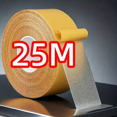 1卷25米超强粘性双面胶带 - 无残留，高粘度塑料网格胶带，适用于木材、金属、玻璃、塑料 - 多用途家用和办公用品，木工工具，多用途粘合剂，持久耐用