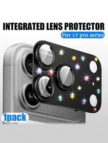 Conjunto de 1 peça - (Lente de imitação de strass) Protetor de lente de strass estilo armadura atualizado, compatível com iPhone 17 Pro Max/17 Pro. Feito de metal, resistente a riscos e ao desgaste, fácil de instalar (disponível em laranja/prata/preto/azul escuro), compatível com capas de telemóvel, sendo um presente ideal para amigos e família. - Multicolorido - Ver 9